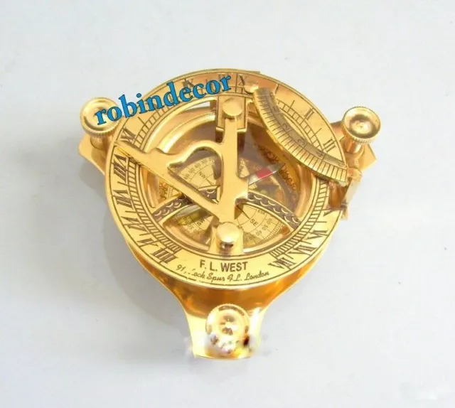 Bestes Geschenk 7,6 cm Messing-Sonnenuhr-Kompass Antik Vintage nautisch...