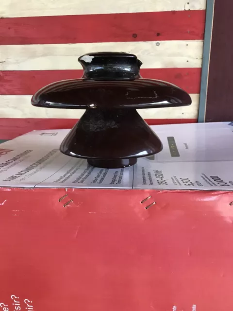 Vintage Large Brown Insulator 2 tier Ceramic Porcelain Electrical