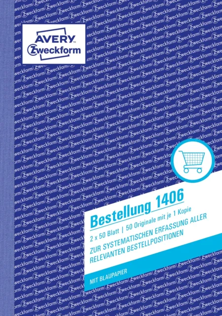 Avery Zweckform 1406 Bestellung A5 Punched, 2 x 50 Sheets, White mit Blaupapier,