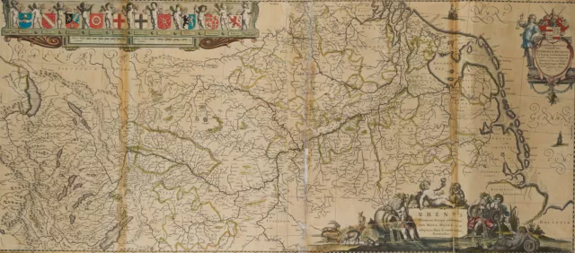 W. BLAEU (1571-1638), Historische Flusskarte des Rheins,  1635, Kupferstich