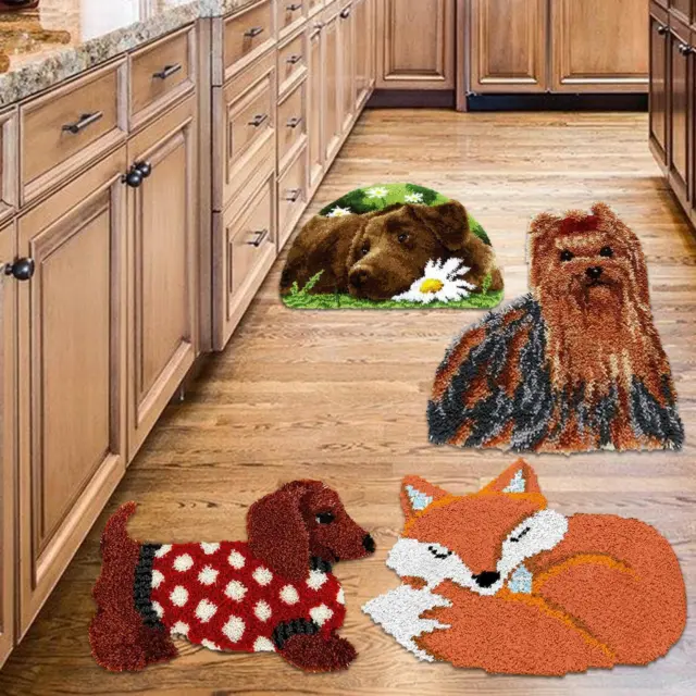 Latch Hook Rug Kits Animal Pattern Needlework DIY Crafts Embroidery Tool