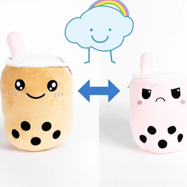 Reversible Secret Pouch Boba Plushie Bubble Tea Milk Plush Doll Soft Stuffed Toy