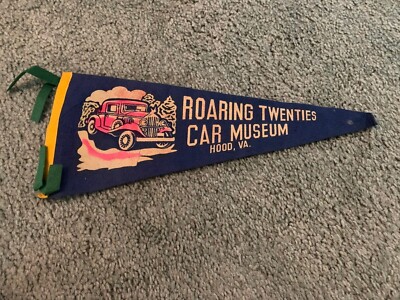 1960S ROARING TWENTIES Car Museum Blue Felt Pennant Hood Virginia $38.