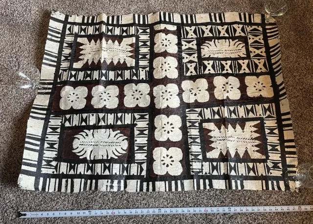 Vintage Original Marquesas Pacific Island Tapa Bark Cloth 48”x 38” Beautiful!