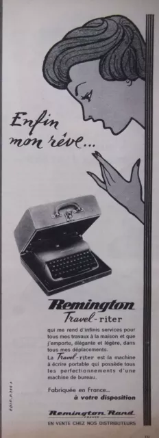 Publicité 1958 Remington Machine A Écrire Portable Travel-Riter - Advertising