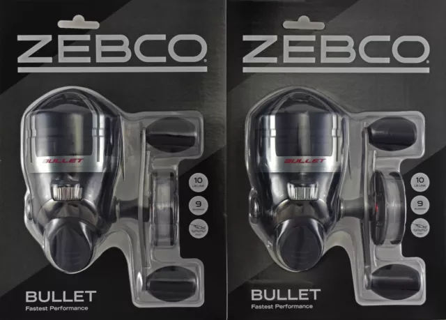 LOT OF 2** Zebco Bullet 5.1:1 9 Bb Spincast Fishing Reel Clam Pack