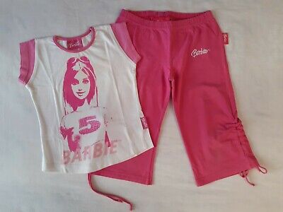 Lotto completo rosa pantaloni t-shirt maglia bimba bambina Barbie 3/4 anni