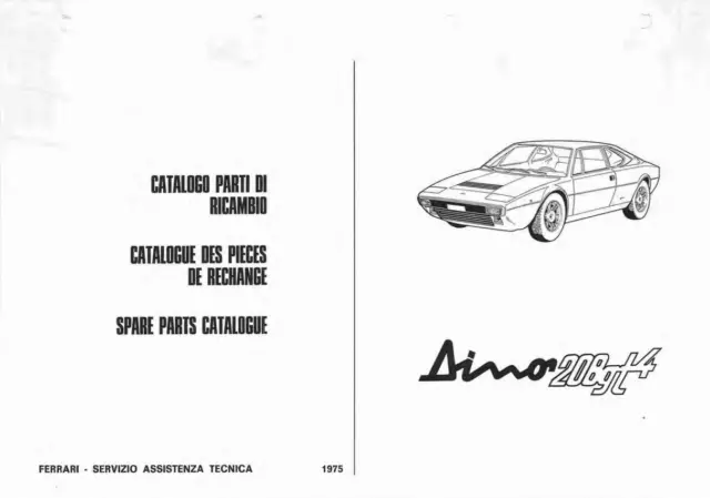 Ferrari DINO 208 GT4 1975 Spare Part Catalogue