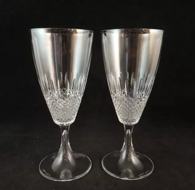 Pair Vintage French Lalique Cut Crystal Wines - Chinon Pattern. 6 ¾” t.  x 2 7/8