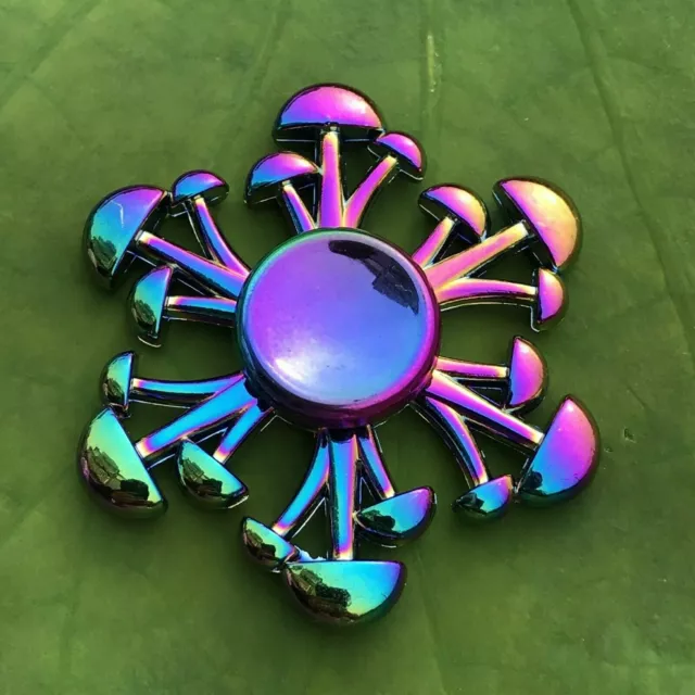 Stress Relief Finger Fidget Toys Rainbow Metal Spin Toy Bearing Tri Hand Brass