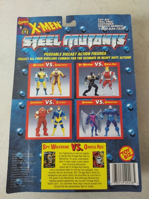 vtg 1994 Toy Biz X-Men Steel Mutants Spy Wolverine vs Omega Red Die Cast Figures 2