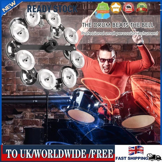 Drum Cymbals Hi Hat Tambourine Bells with Row Jingles Percussion Instrument