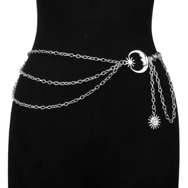 Women's Waist Chain Dress With Moon Star Belt And Women's Clothing Chain BII