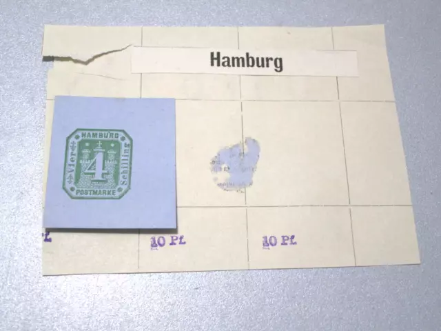 1 x Briefmarke Hamburg - Vier Schilling  - ungebraucht mit Falz