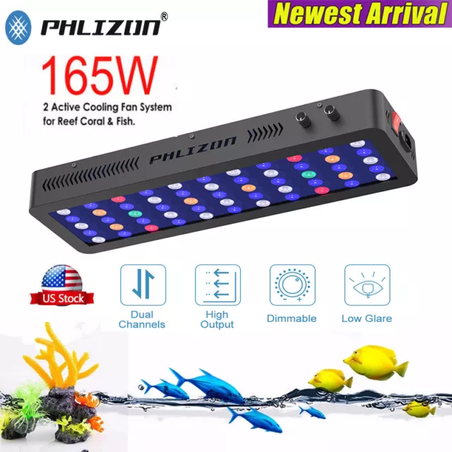 165W LED Aquarium Light Full Spectrum Marine Reef Coral Fish Dimmable Grow Lamp