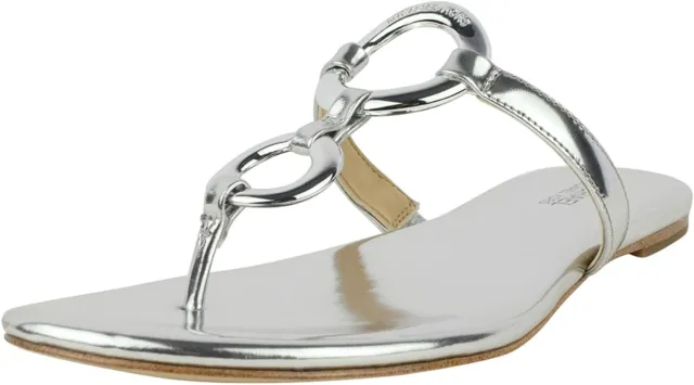 Michael Michael Kors Woman's Claudia Flat Sandal Patent Silver