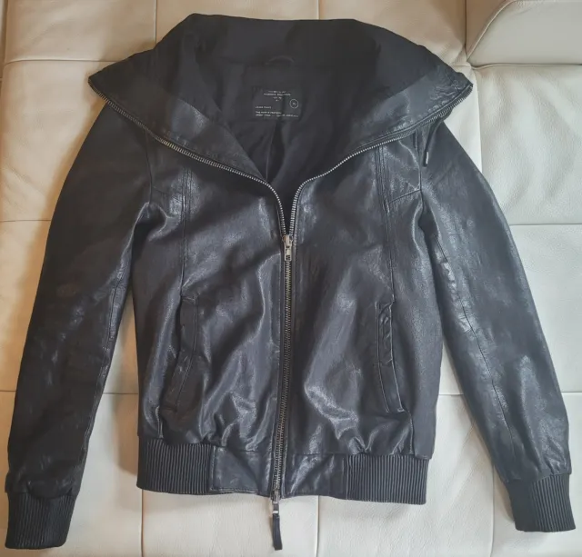 AllSaints Leather Bomber Black Jacket Sz. Extra Large (XL) All Saints