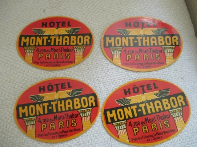 4 Hotel luggage labels Mont-Thabor Paris France