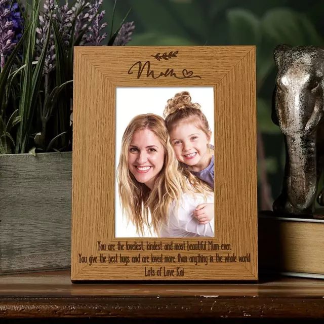 Personalised Mum Sentiment Gift Wooden Photo Picture Frame Portrait FW768