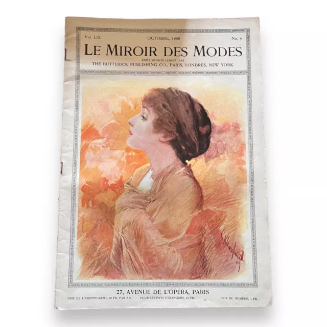 Antique French Fashion Magazine, Le Miroir des Modes, October 1909