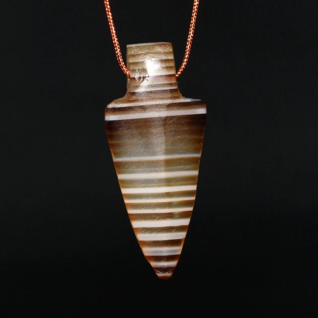 Ancient Old Banded Agate Burmese Pyu Culture Stone Amulet Bead in Good Condition