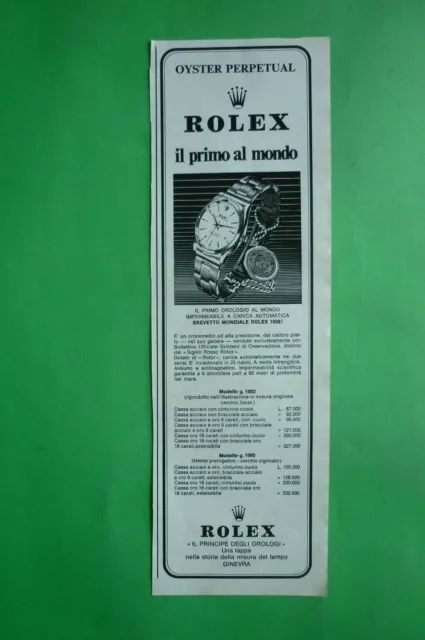 Rolex Watch Oyster Perpetual g.1002 Advertising 1 Page Original 1966