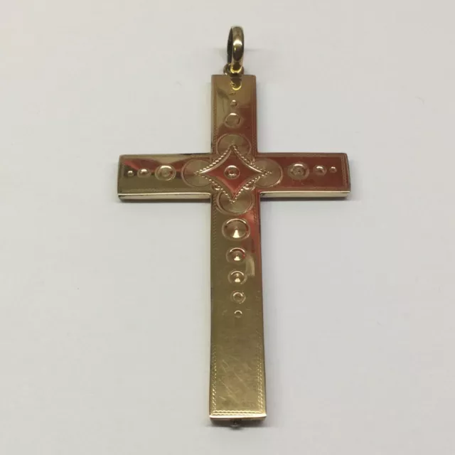 Antikschmuck großer Kreuz Anhänger 14K/585 Gold 5,4 g graviert