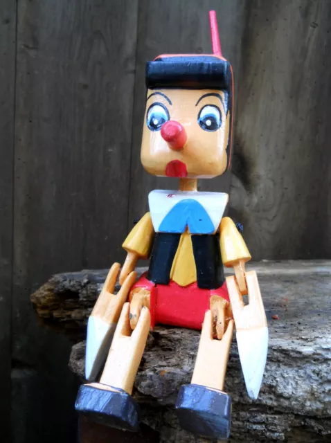 Hand Made Painted Pinocchio Wooden Artisan Mobile 20 cm Home Decoration