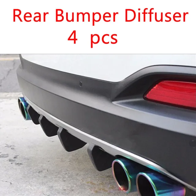 4Pcs Rear Bumper Lower Diffuser Lip PVC material Shark Fin Spoiler For All Car