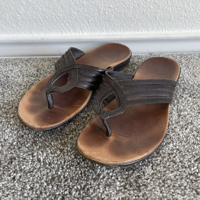 Merrell Lidia Thong Sandals Womens Size 7 Brown Leather Flip Flop Slip On Shoes