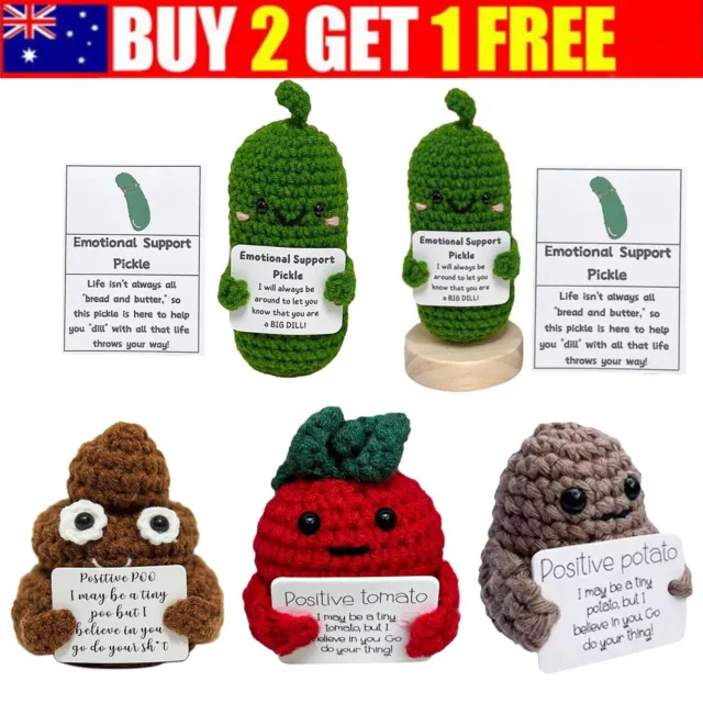 HANDMADE EMOTIONAL SUPPORT Pickled Cucumber Gifts ,Crochet HOT Emotional  G2N1 $8.31 - PicClick AU
