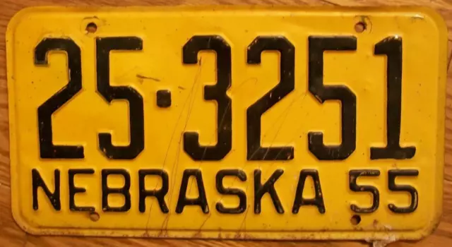 Single Nebraska License Plate - 1955 - 25-3251 - Butler County