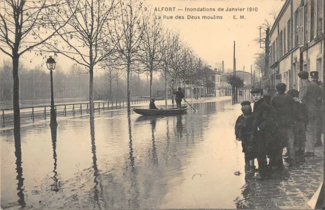 Cpa 94 Alfort Floods 1910 Rue Des Deux Moulin