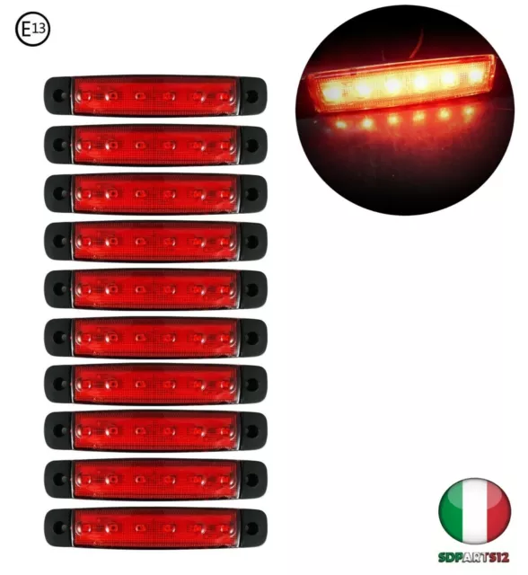 10X 12V 6 LED Luce Ingombro Rosso Omologati E13 Per Auto Camper Rimorchio