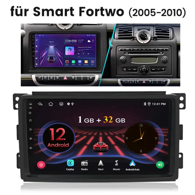 Android 12 Apple CarPlay para Smart Fortwo 451 2005-2010 radio de coche GPS navegador FM BT