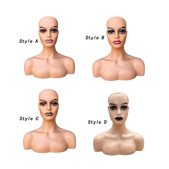 Tête de mannequin femme, buste, coiffe, stylistes, colliers
