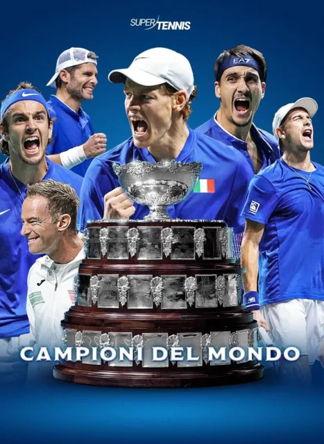 Davis Cup 2023 Italia Campione Del Mondo 2023 Poster 45X32Cm Jannik Sinner