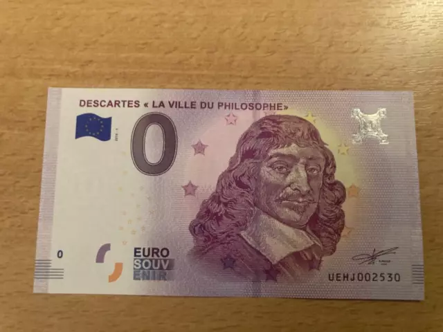 Billet Touristique 0 Euro Zéro Euro Descartes « La Ville Du Philosophe » 2018