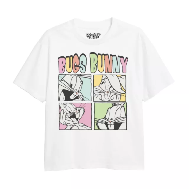 T-shirt top Looney Tunes ragazze Bugs Bunny Faces 7-13 anni ufficiale