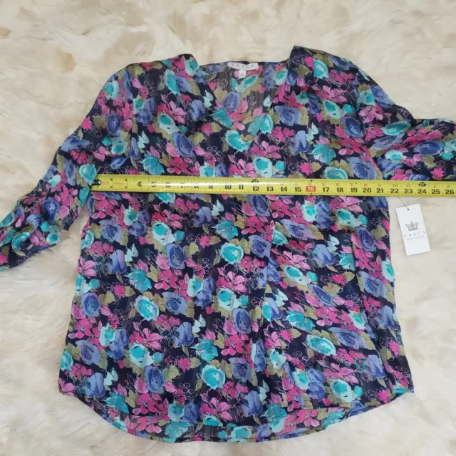 Brand New Chaus New York Flower Blouse Size L 3