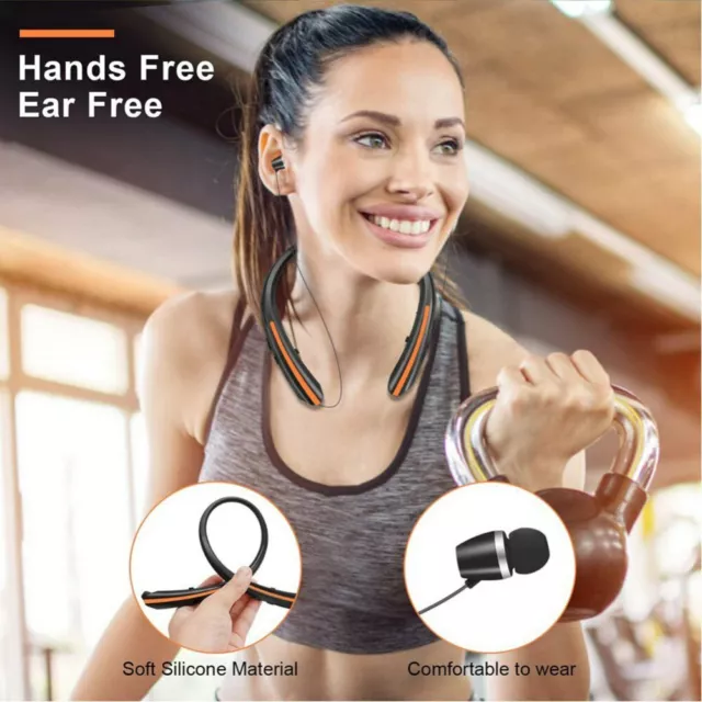 Bluetooth 5.0 Neckband Headset Wireless Earbuds Earphone In-Ear Headphone w/ Mic 2