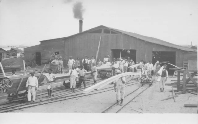 Vintage Postcard Armenian Group Portrait Men Builders Wooden Workers 1918