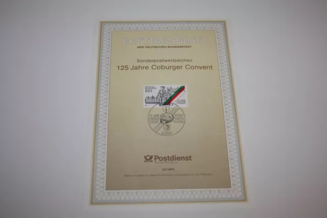 Bund ETB / Ersttagsblatt + Nr. 18/1993 - 125 Jahre Coburger Convent