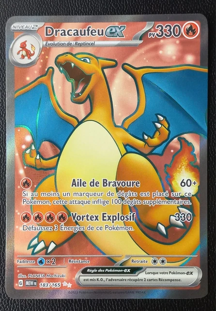 CARTE POKEMON DRACAUFEU Ex 183/165 FULL ART 151 Écarlate & Violet FR