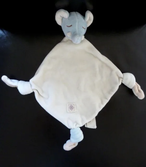 K6- Doudou Plat Simba Dickie Elephant Bleu Mouchoir Blanc Beige Raye - Tbe