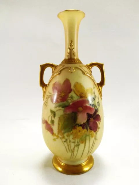 Large Royal Worcester Vase Shape Number 1762 Dated 1910 / Wild Flowers Ref 556/3