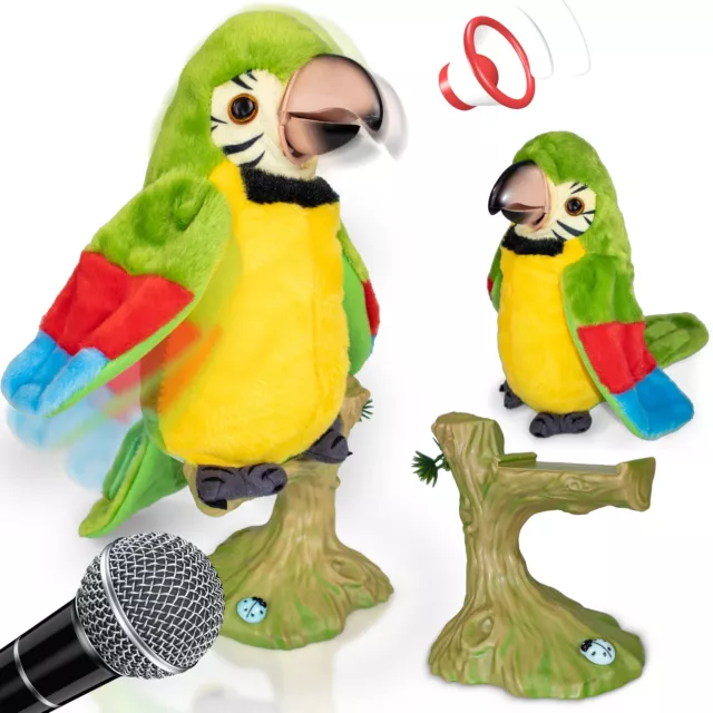 Sprechender singender tanzender Papagei WILLI Plaudertier Spielzeug Plüschvogel