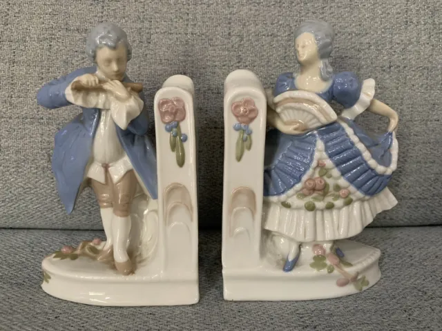 Vintage Porcelain Book Ends with French  Man /Lady