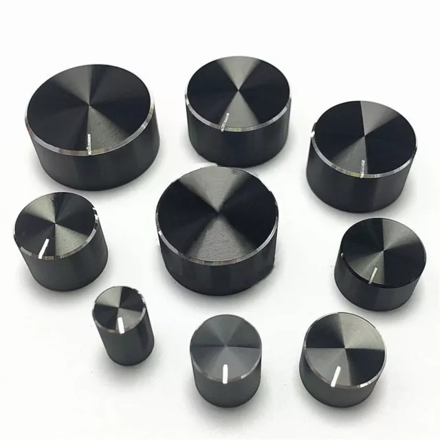 13 Sizes Aluminium Metal Volume Knobs - 6mm Splined Shaft Control Knob - Black