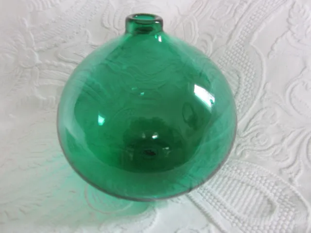 Large Globular Habitat Green  Glass Vase .Unusual Heavy